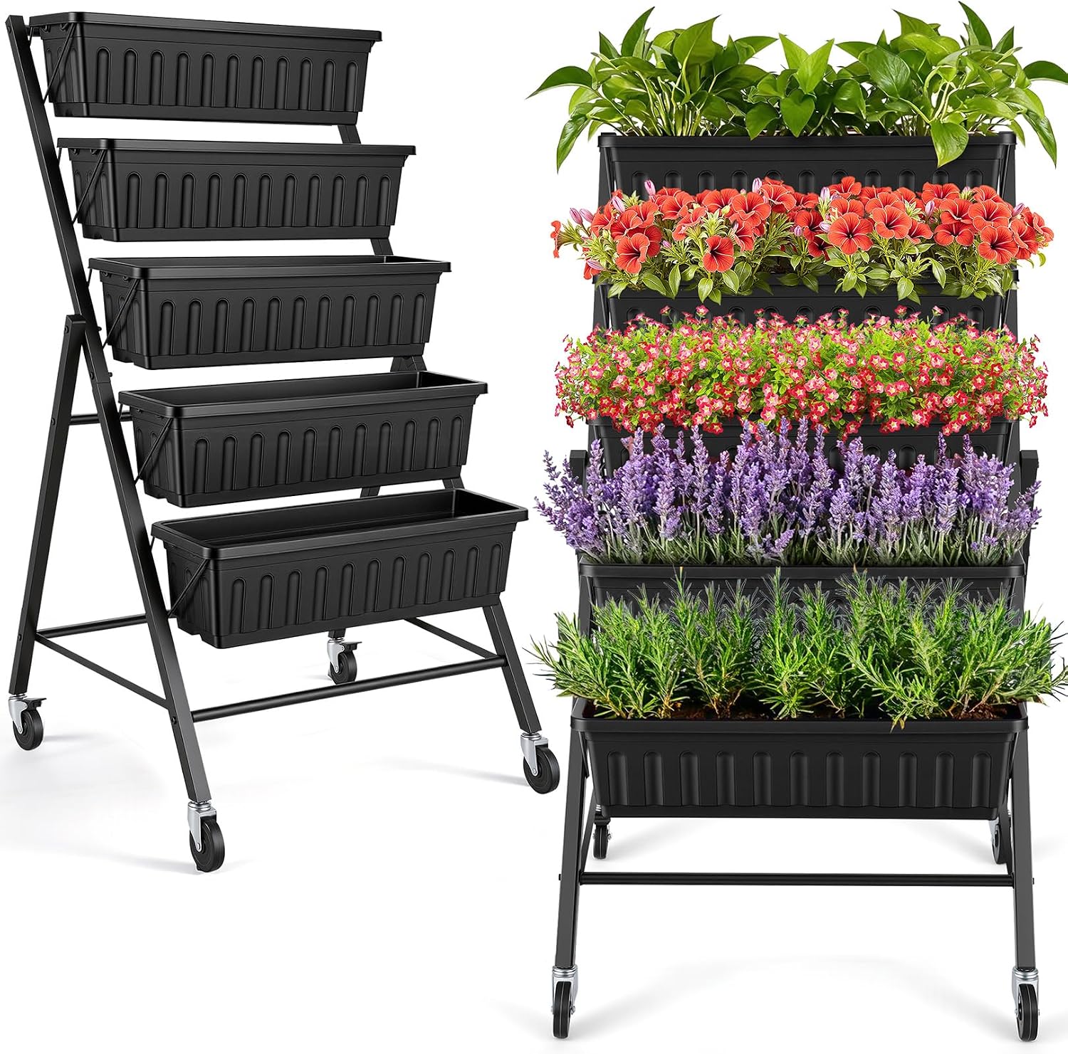 Indoor Herb Garden - Вертикальная приподнятая грядка на колесах, 5-ярусный